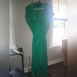 Green midi shirt dress